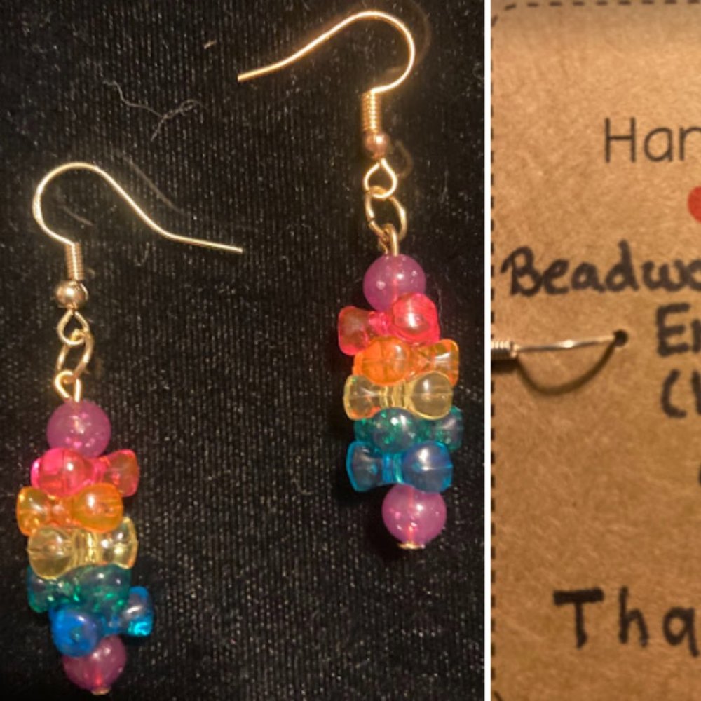 Handmade Rainbow Beaded Earrings